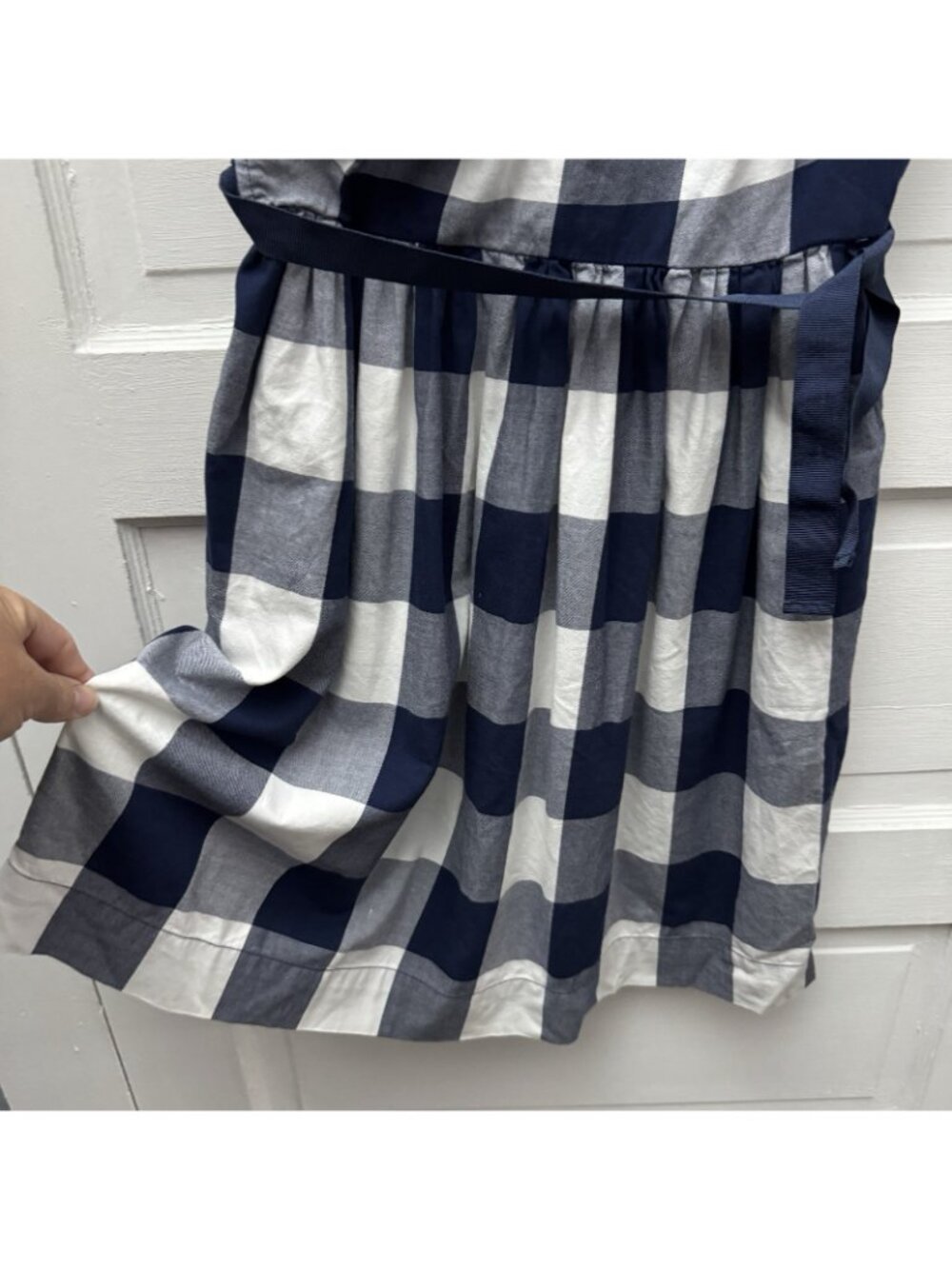 Tommy Hilfiger Dress Womens 2 Blue White Buffalo Check Wrap Tie Cotton - Picture 5 of 9